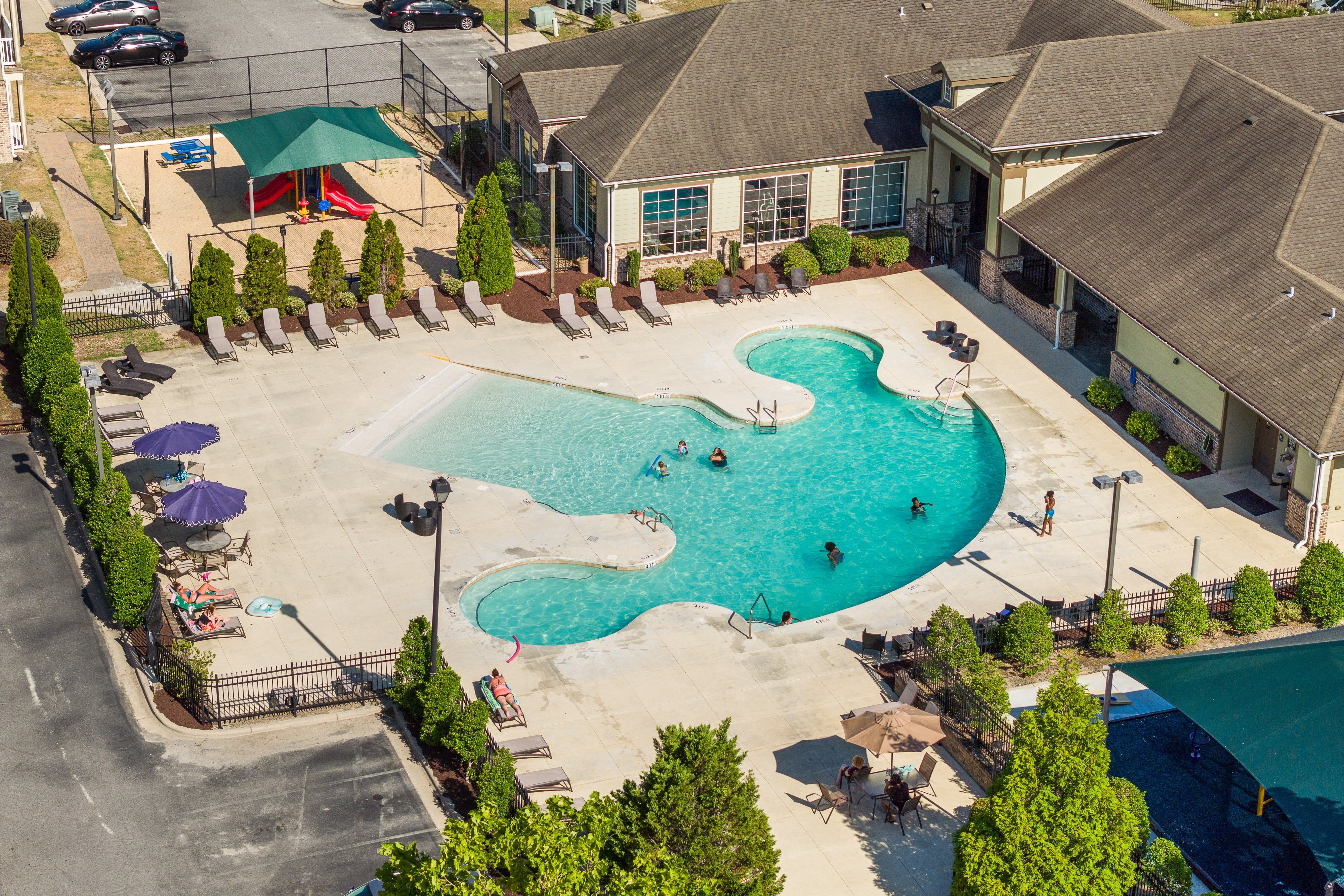 an aerial view of a swimming pool at the resort at governors residence